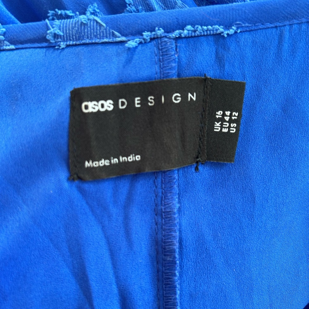 ASOS Maxi Blue 3/5 sleeve Pleated Dress size US 12 - Picture 6 of 9